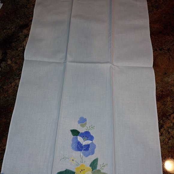 5 Applique Embroidered Floral Cotton Matching Tea Hand Towels 13x21 - Picture 8 of 8